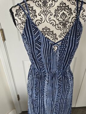 Rip Curl Navy and White Patterned Maxi Dress